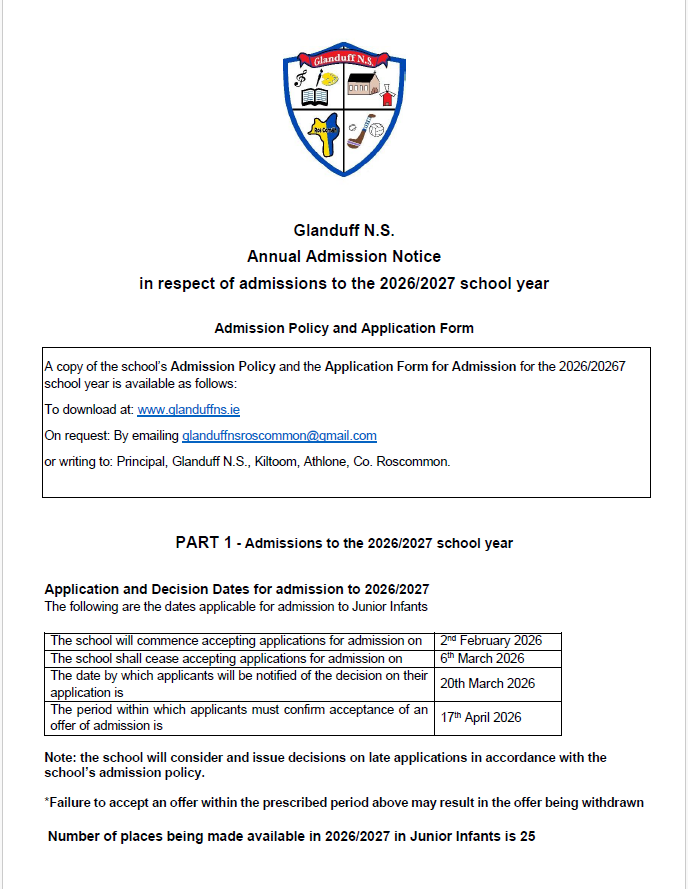 Admission Notice
